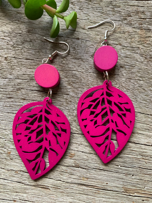 Fuchsia Sienna Wood Earrings