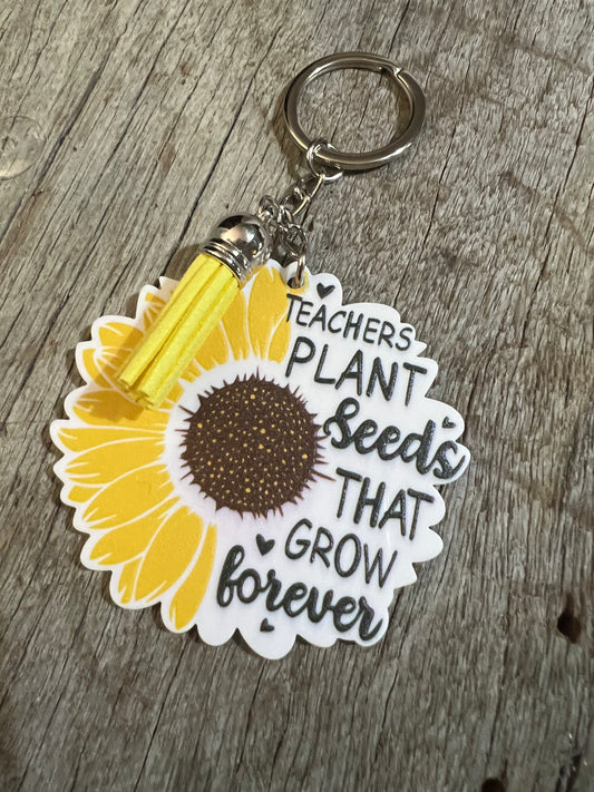Sunflower Teacher Keychain