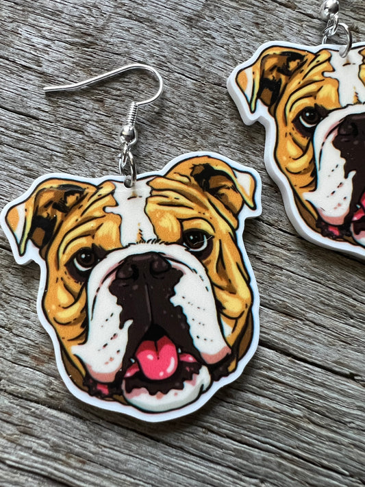 Bulldog Love Dog Earrings