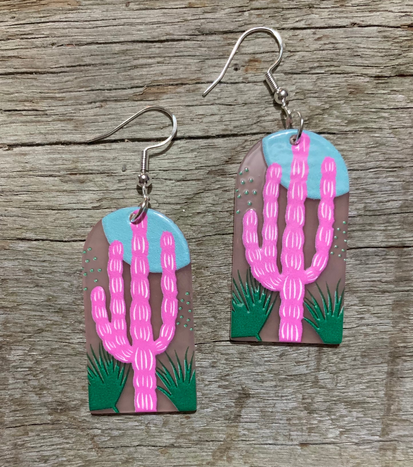 Pink Cactus Arch Earrings