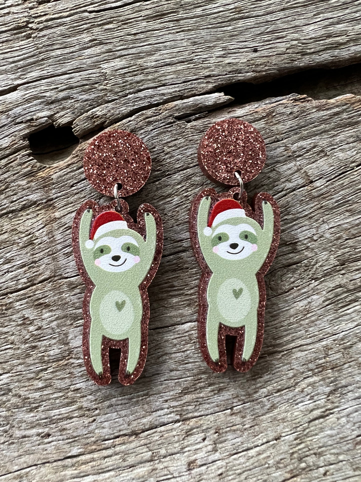 Christmas Sloth Earrings