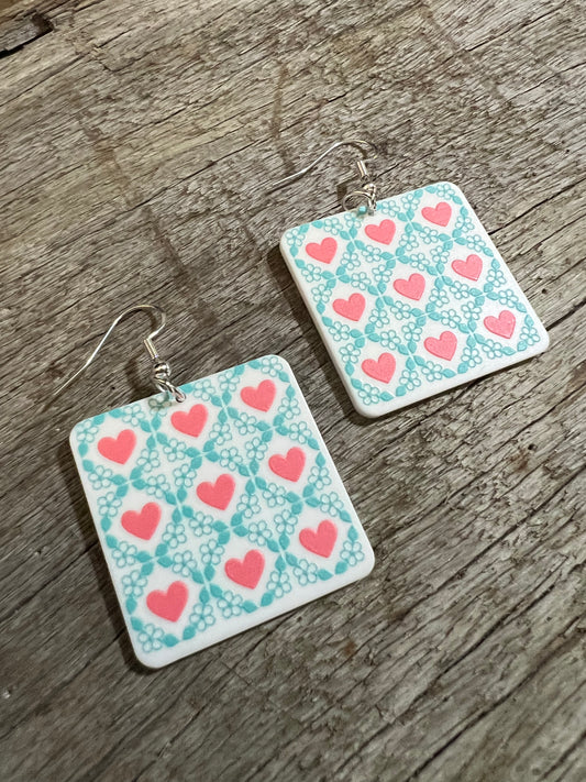 Square Loved Up Heart Earrings