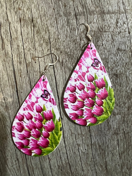 Tulips Print Wood Earrings