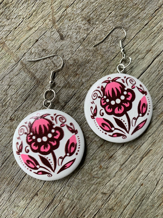 Plum/Pink Lydia Wood Earrings