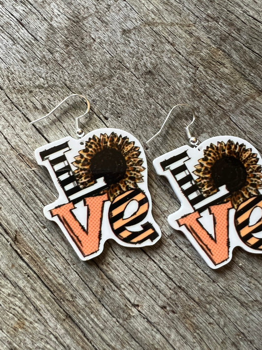Leopard Love Sunflower Resin Earrings