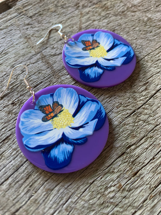 Purple Lotus Flower Earrings
