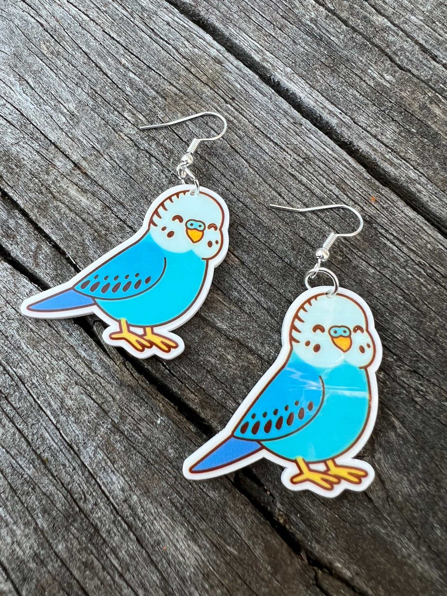Pretty Blue Budgie Earrings