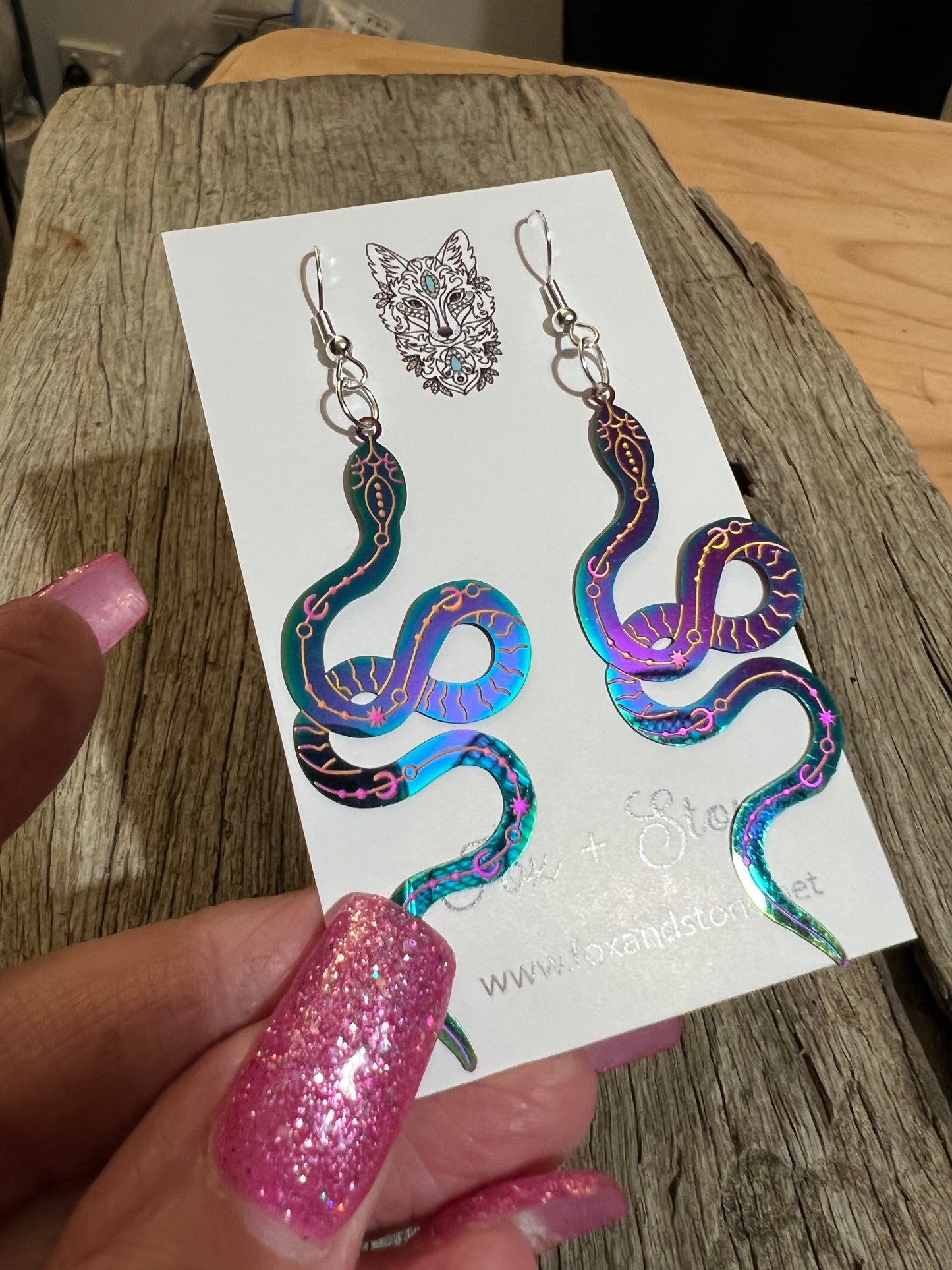 Irridescent Snake Earrings