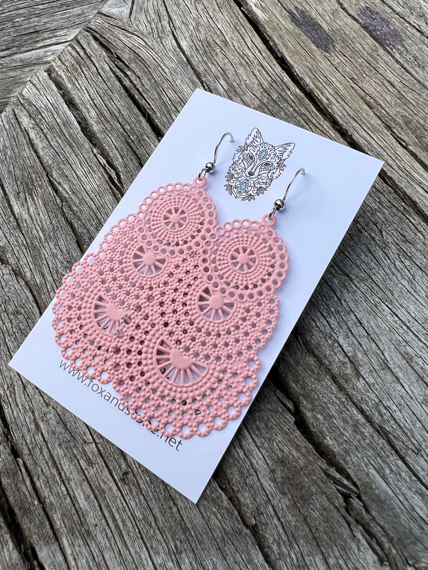 Stunning Pastel Pink Metal Dangles