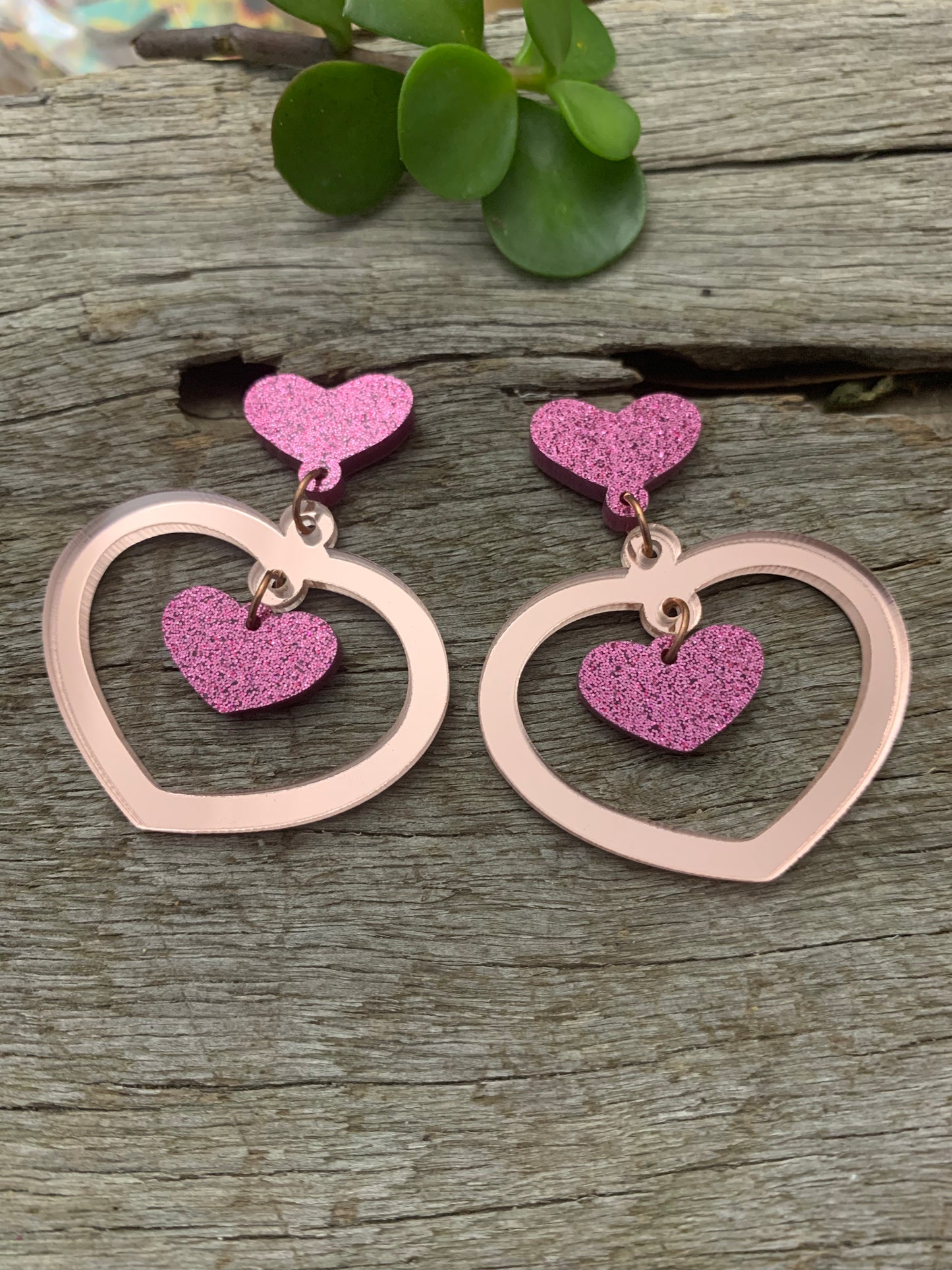 Mirror Hearts Dangle Earrings