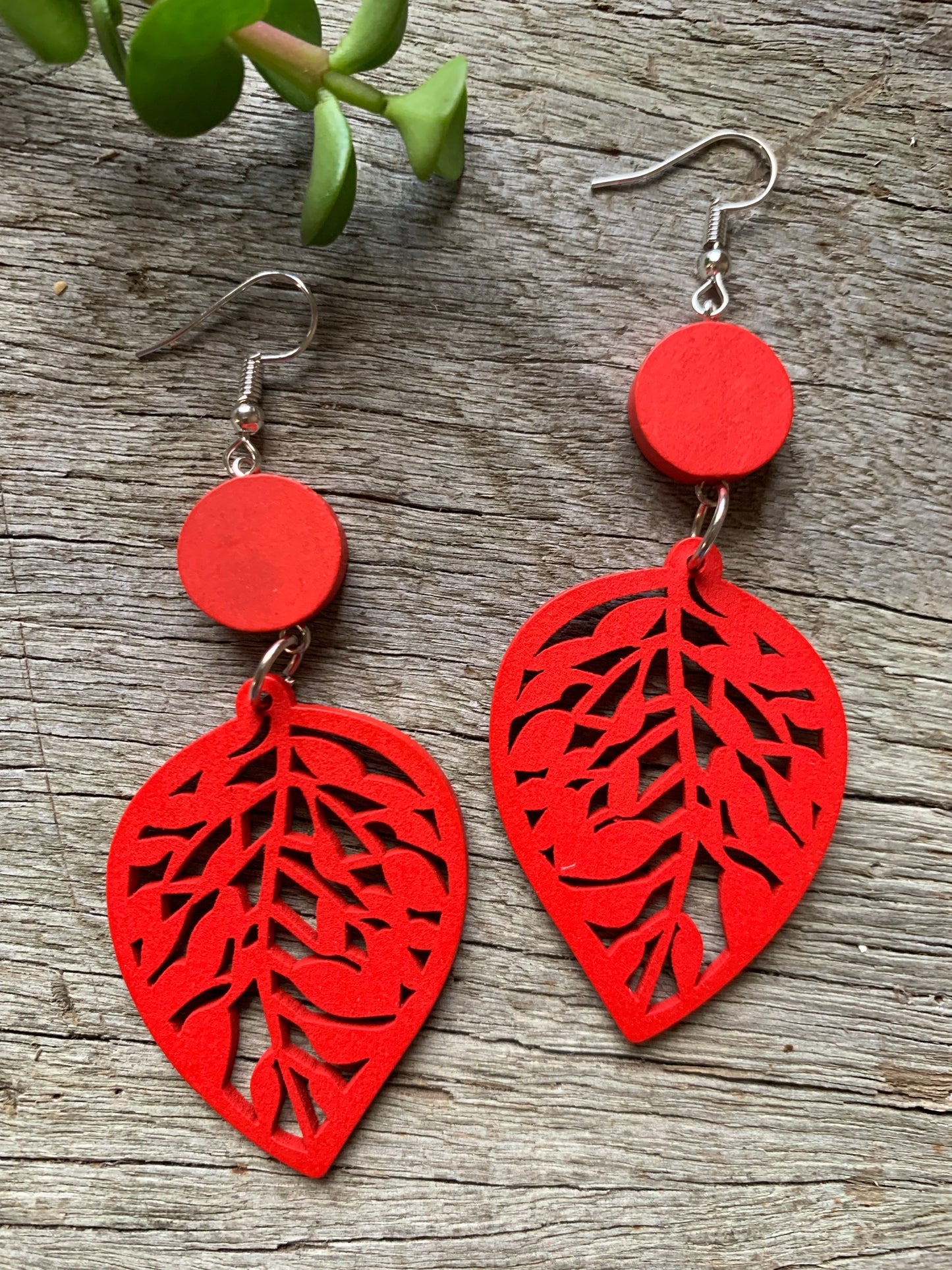 Red Sienna Wood Earrings