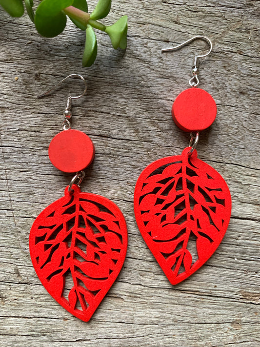 Red Sienna Wood Earrings