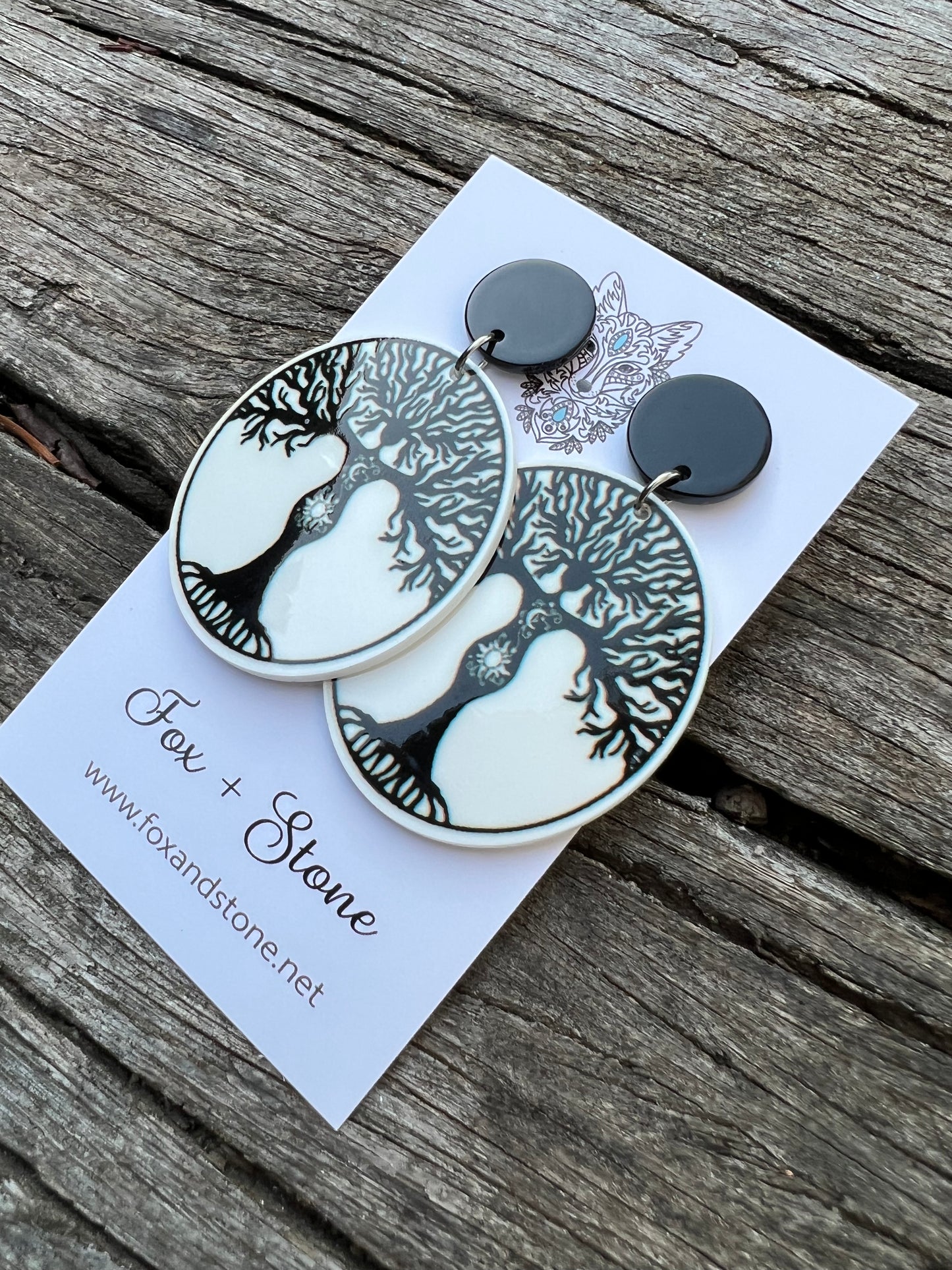 Tree of Life Oval Stud Earrings
