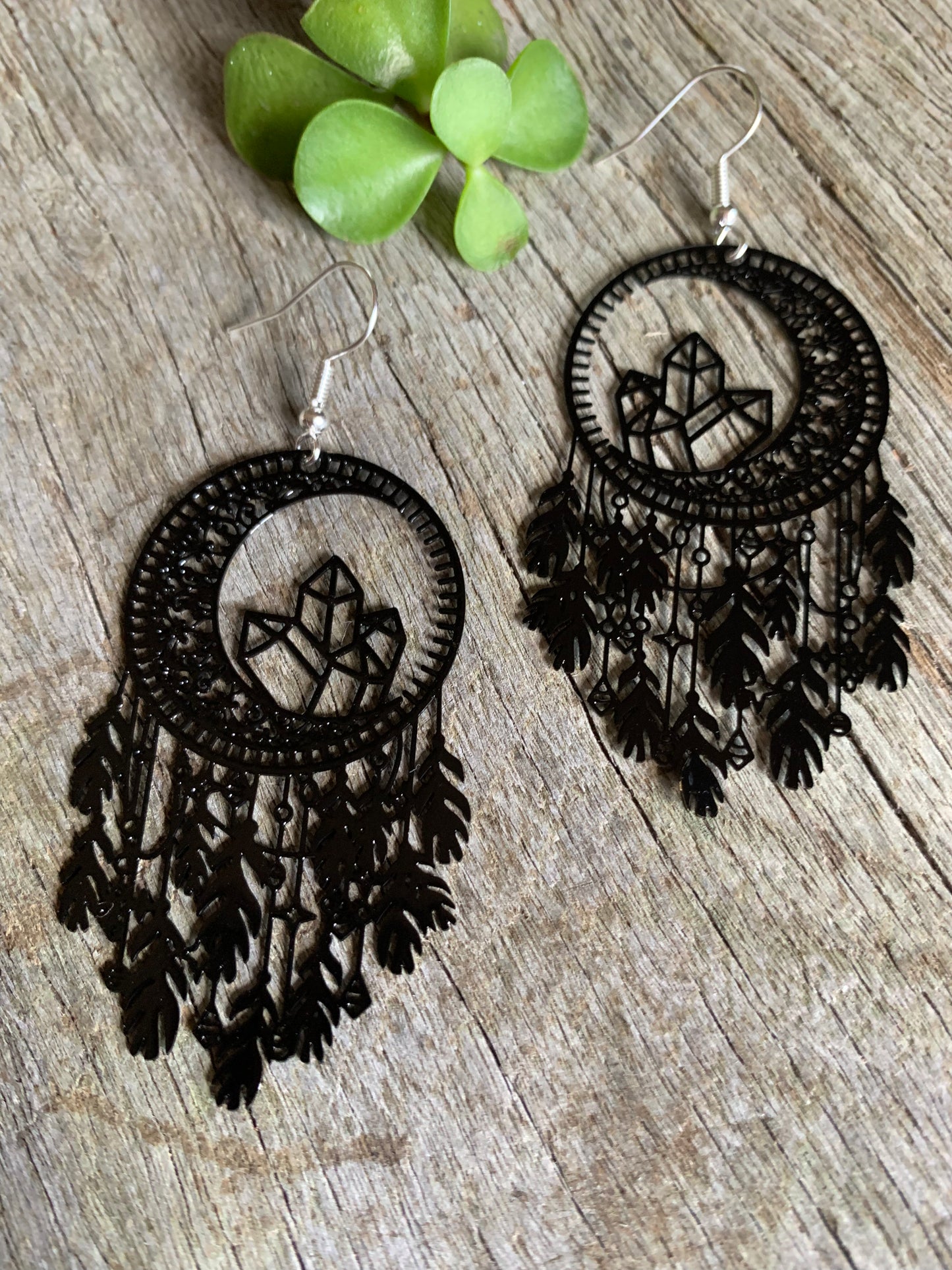 Black Dream Catcher Crystal Filigree