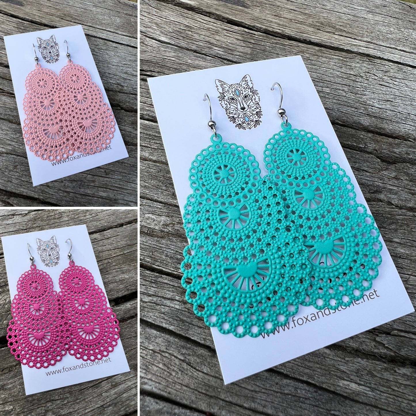 Stunning Pink Metal Dangles