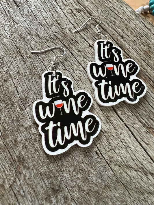 Wine Time Resin Earrings