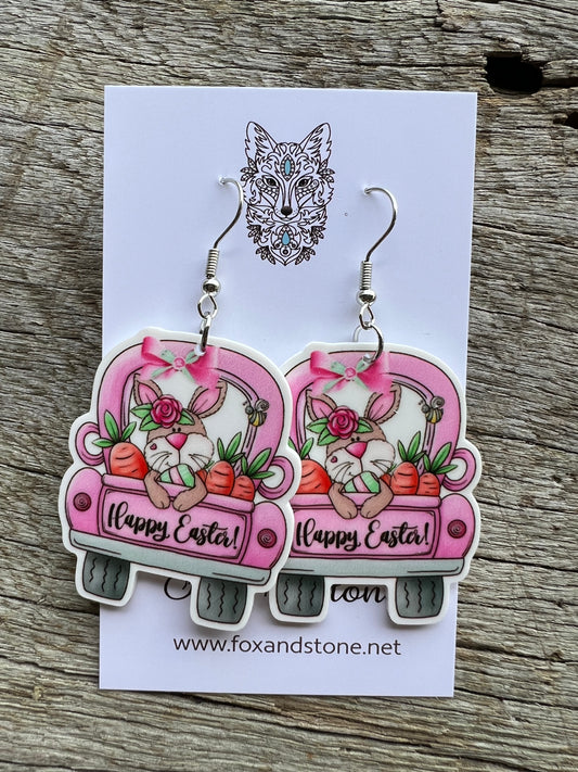Pink Pick Up Easter Earrings