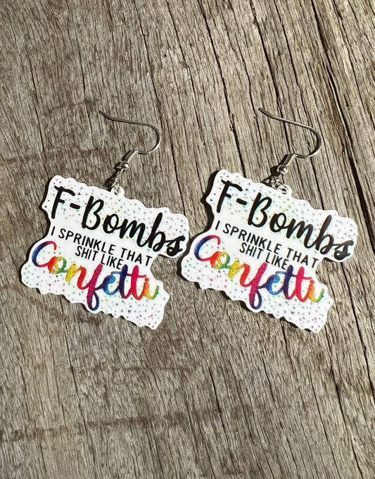 F-Bombs and Confetti Colour Resin Earrings