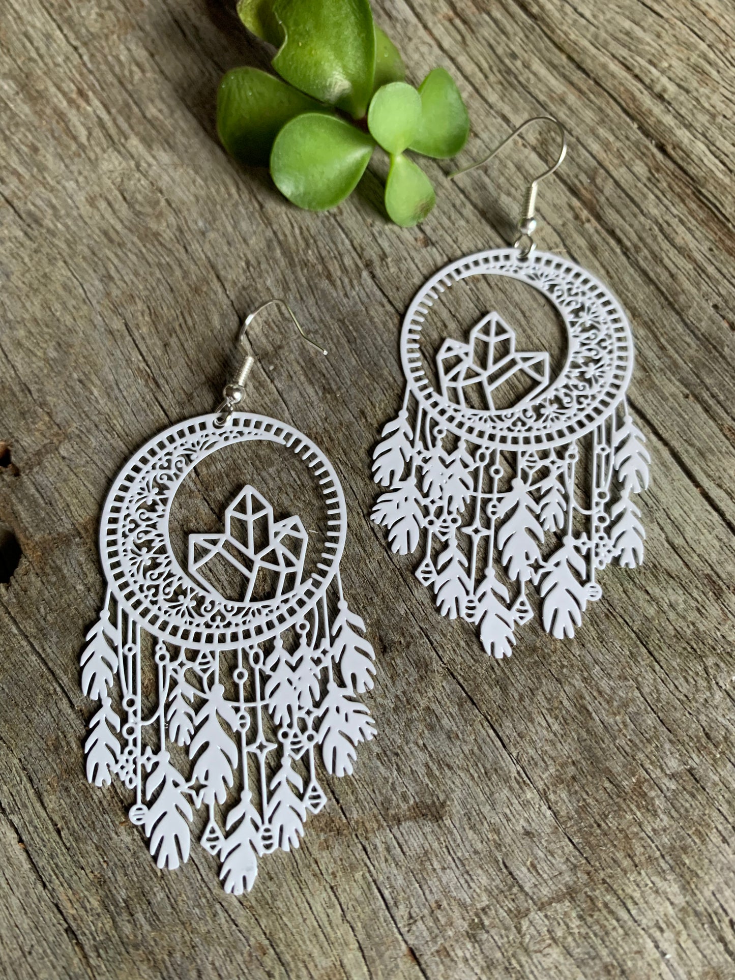 White Dream Catcher Crystal Filigree