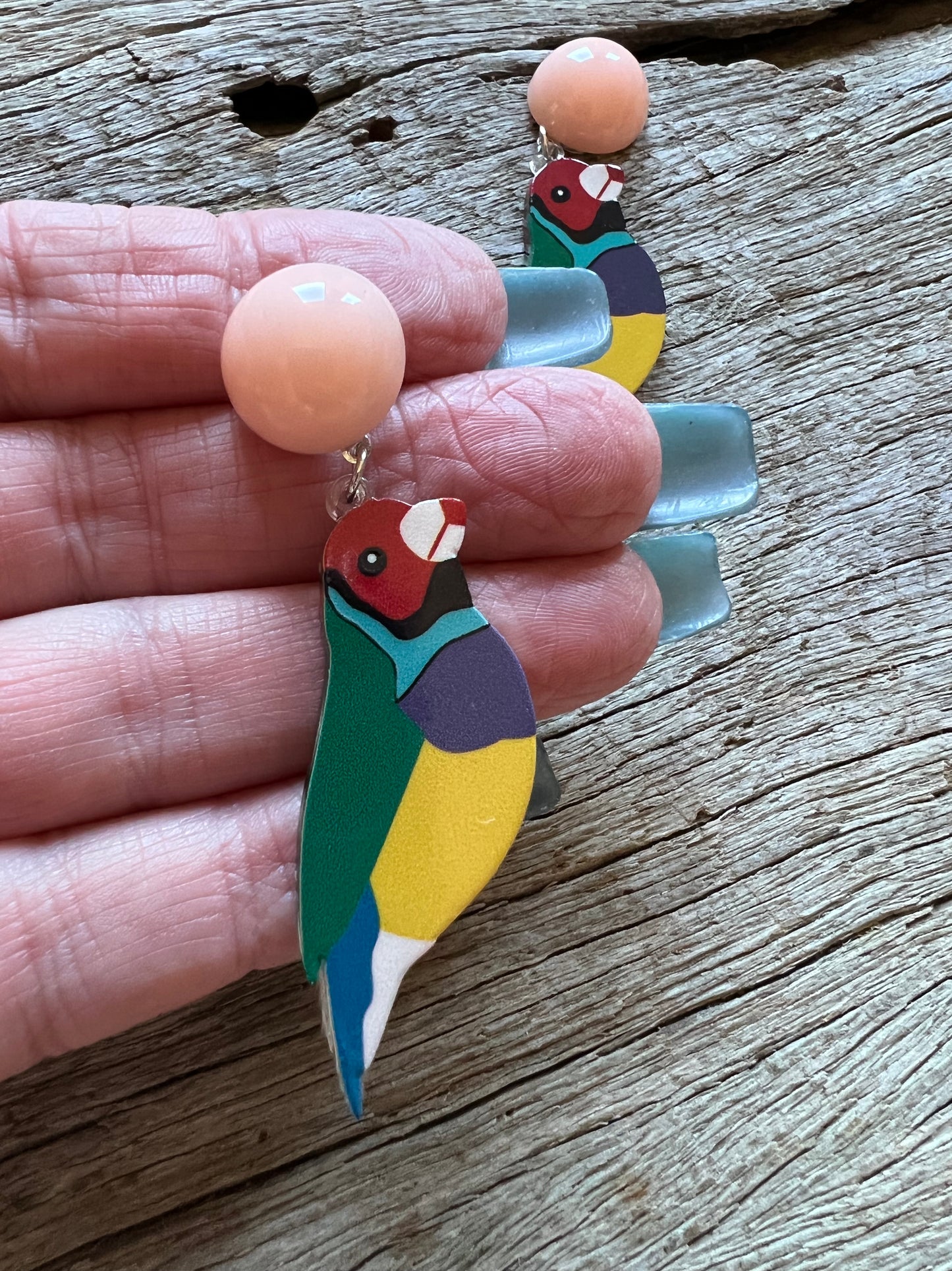 Finch Bird Stud Earrings