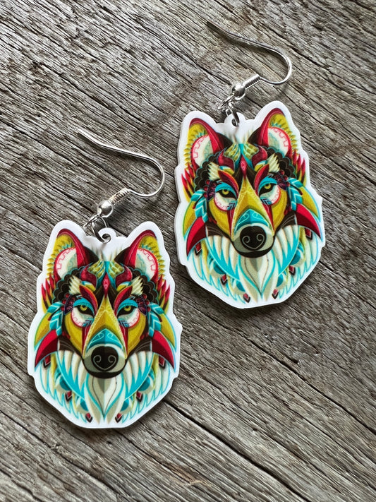Beautiful Wolf Resin Earrings