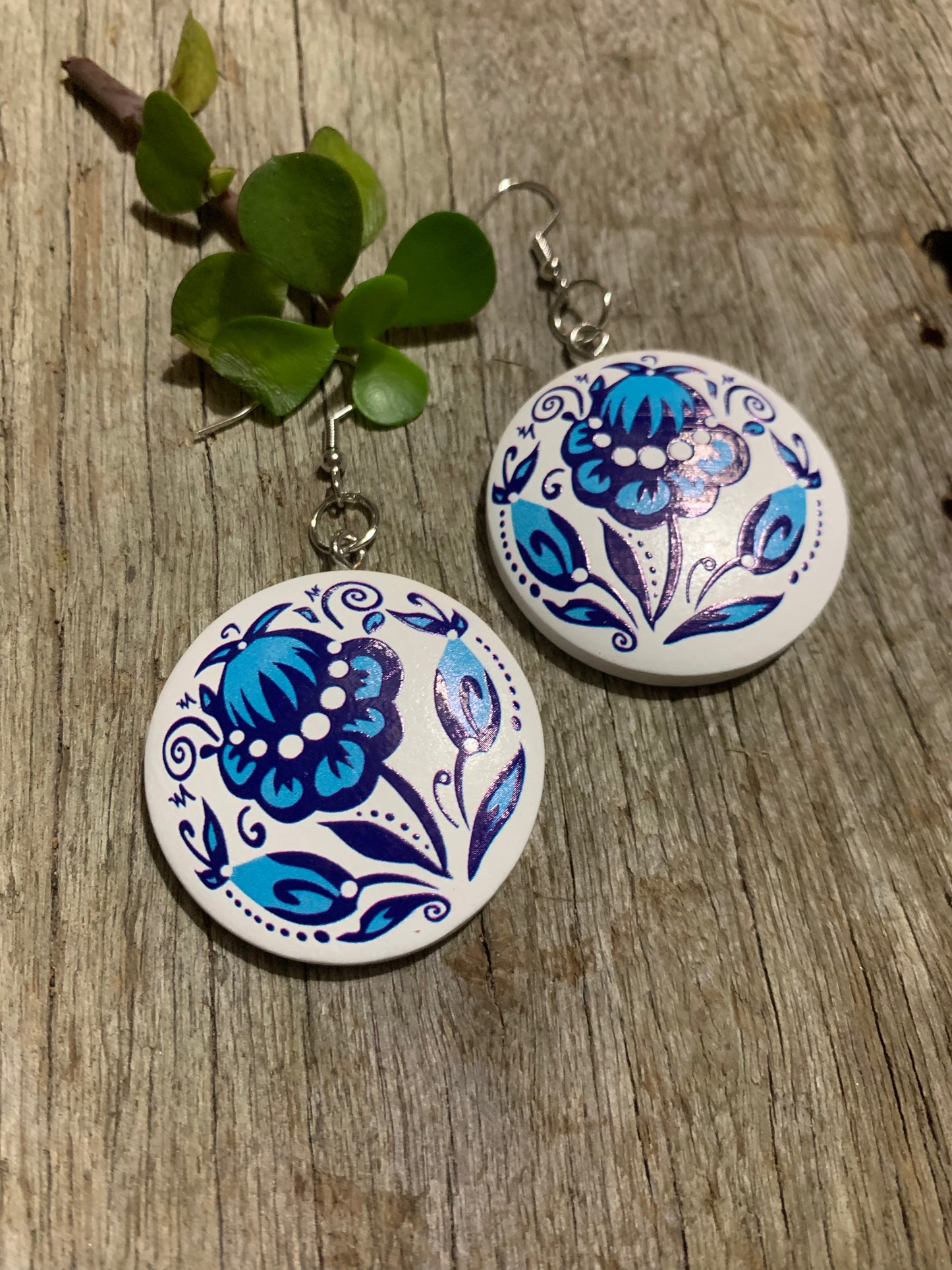 Blue Lydia Wood Earrings