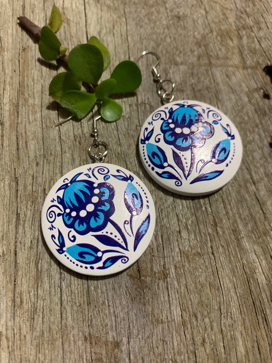 Blue Lydia Wood Earrings