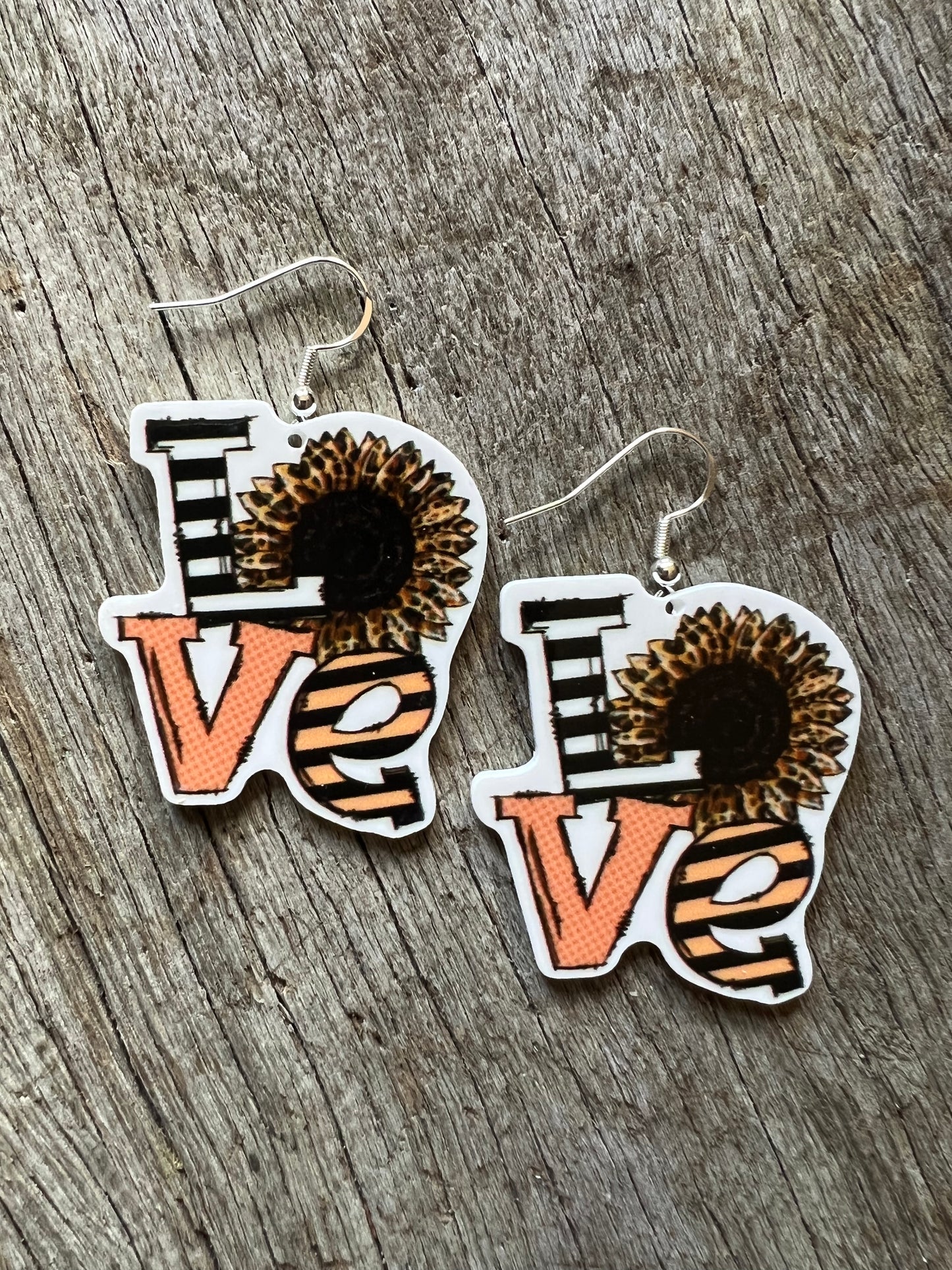 Leopard Love Sunflower Resin Earrings