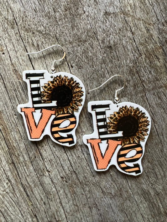 Leopard Love Sunflower Resin Earrings
