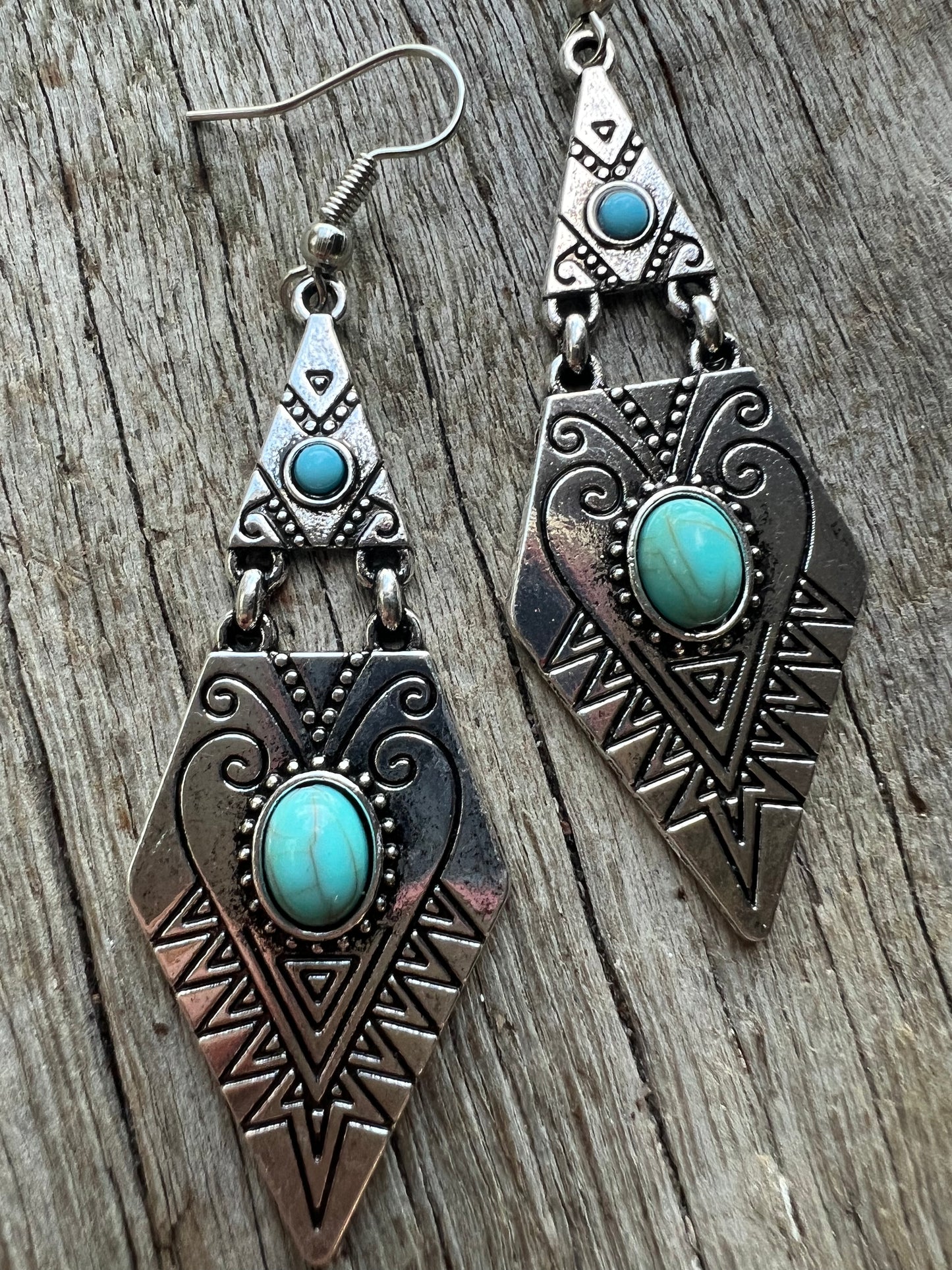 Lush Silver Turquoise Metal Dangles