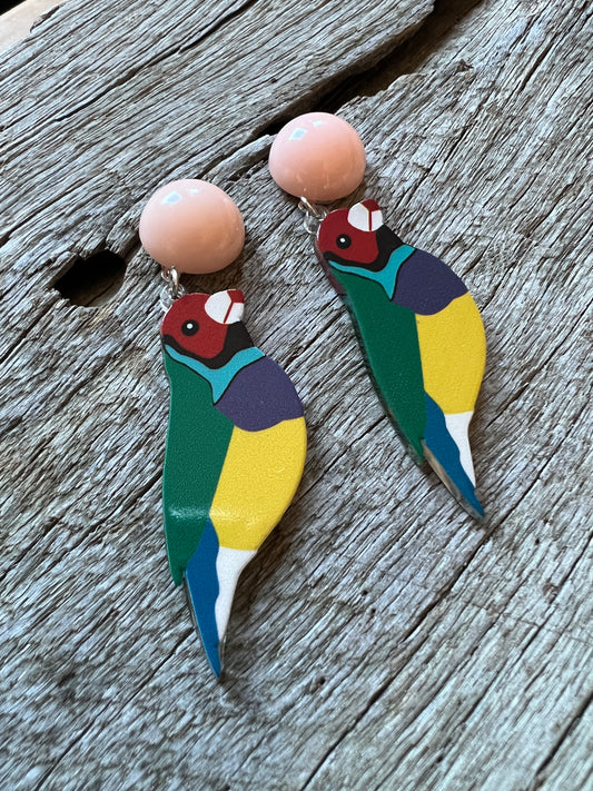 Finch Bird Stud Earrings