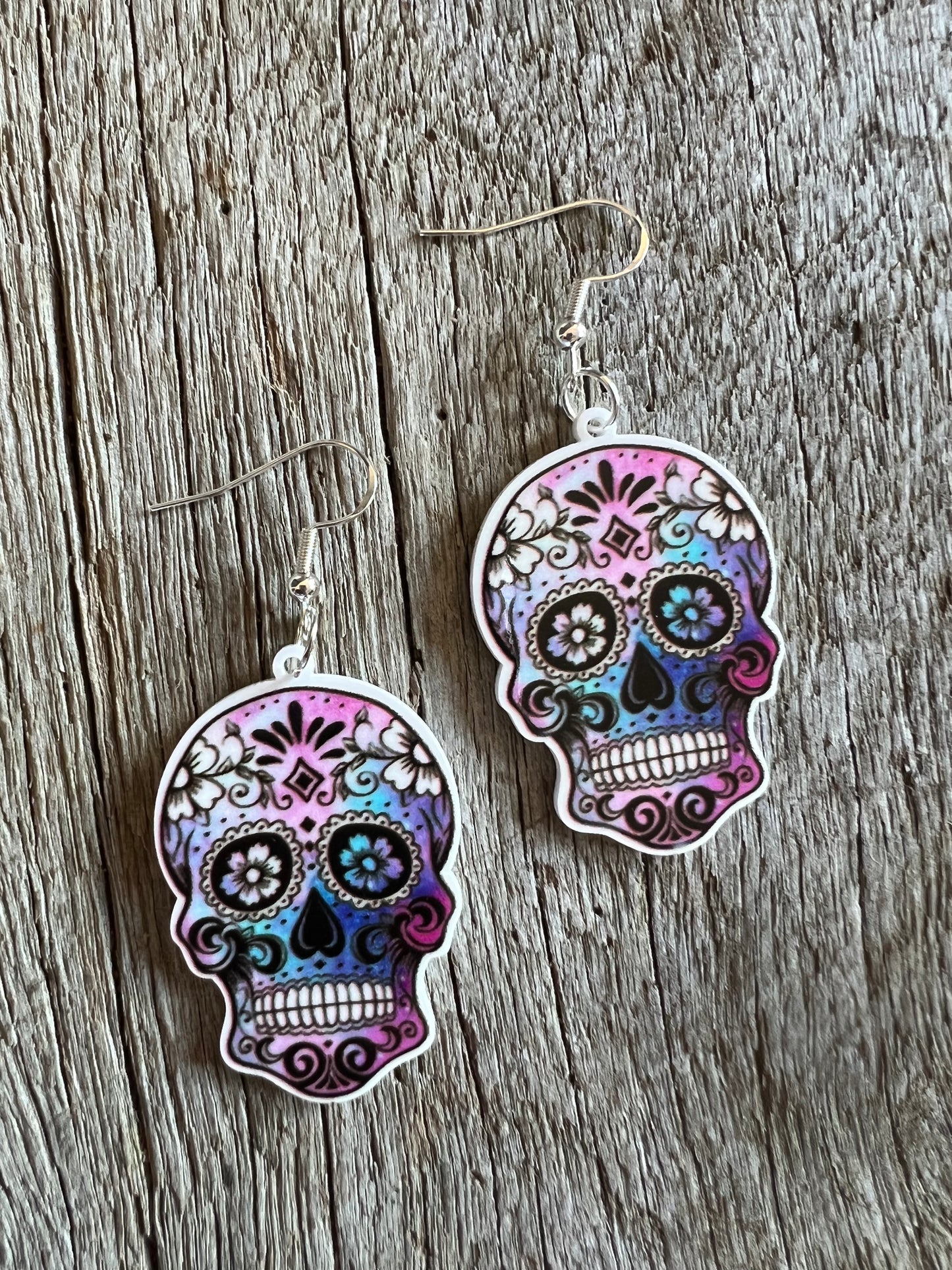 Pretty Sugar Skull Resin Earrings