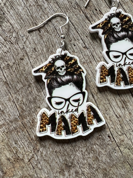 Inked Mama Leopard Resin Earrings