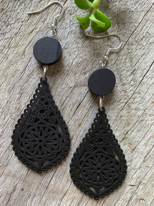 Midnight Kara Wood Earrings