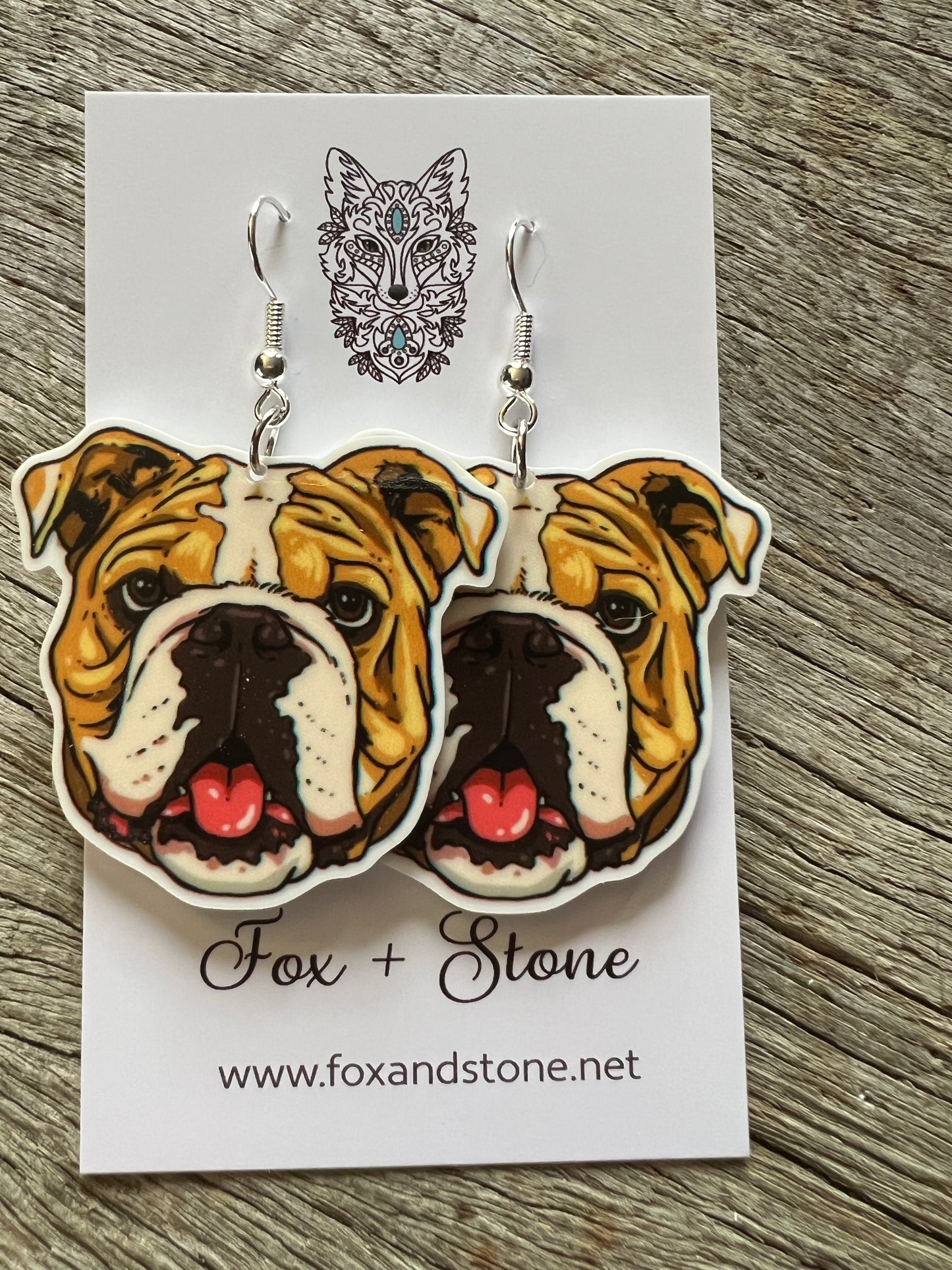 Bulldog Love Dog Earrings