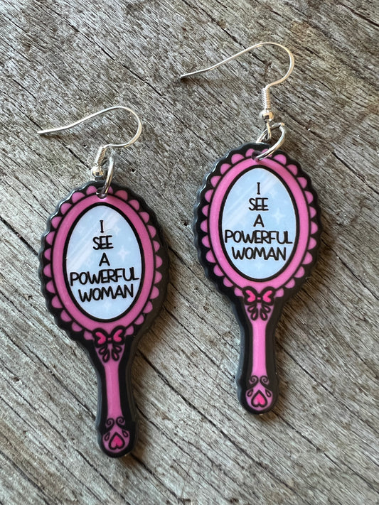Powerful Woman Mirror Earrings