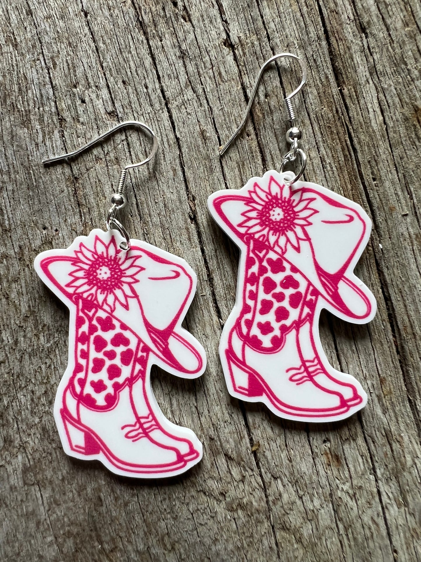 Pink Cowgirl Resin Earrings
