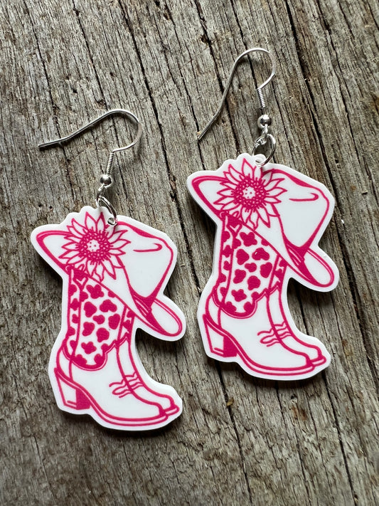 Pink Cowgirl Resin Earrings