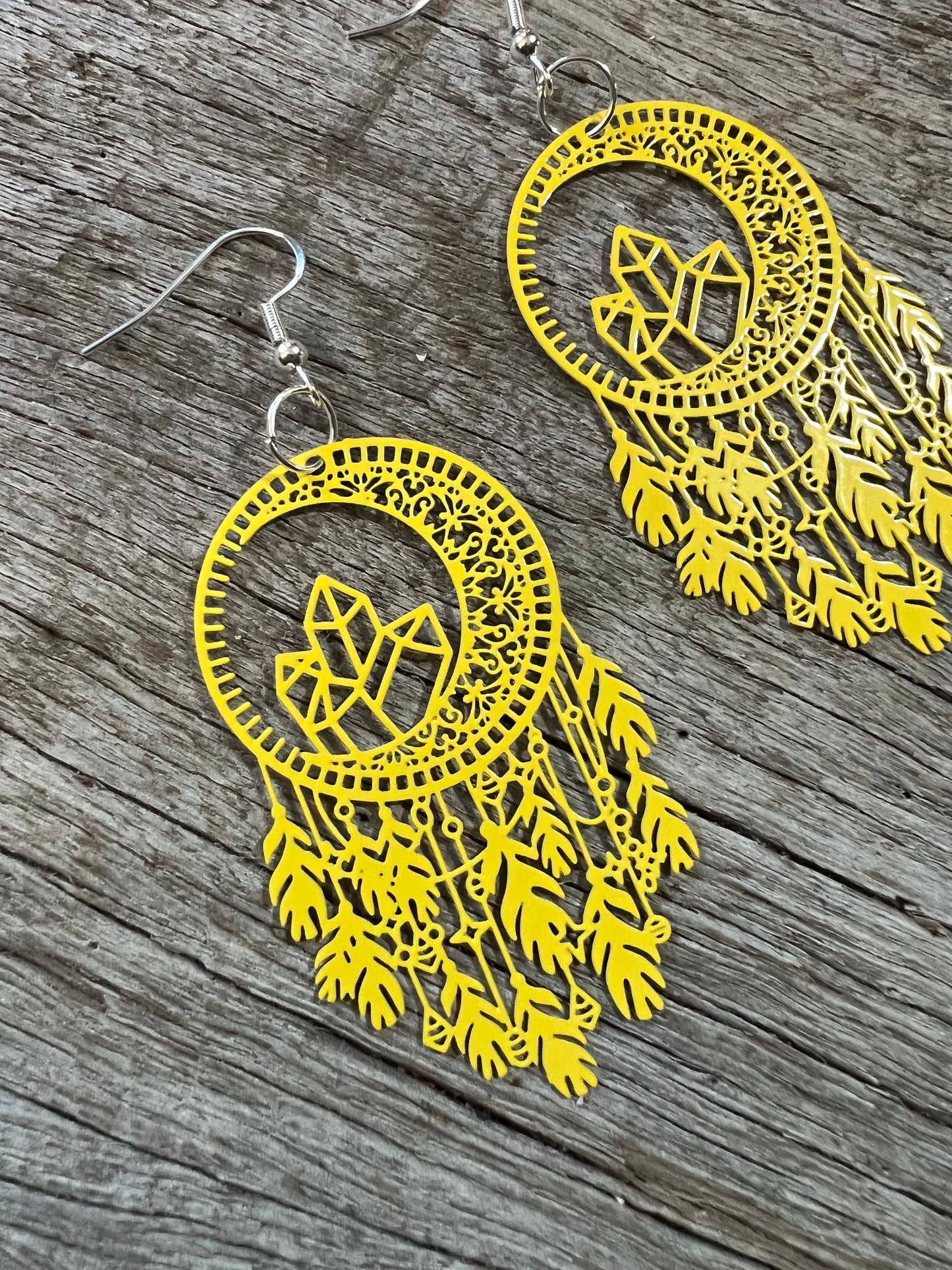 Yellow Dream Catcher Crystal Filigree