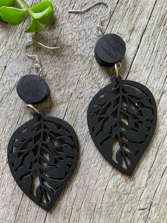 Midnight Sienna Wood Earrings