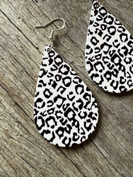 Leopard Print Wood Earrings