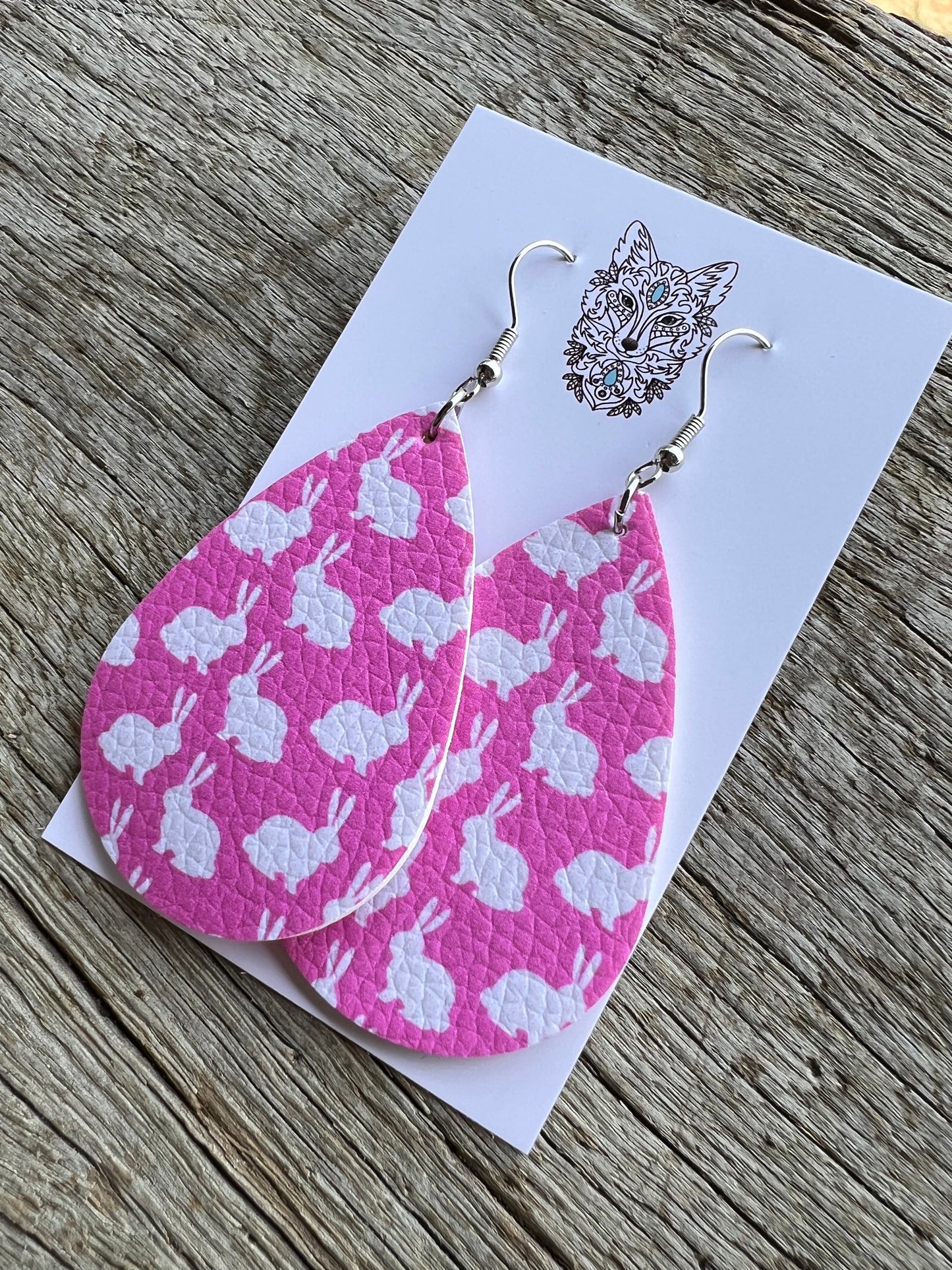 Faux Leather Bunny Easter Earrings