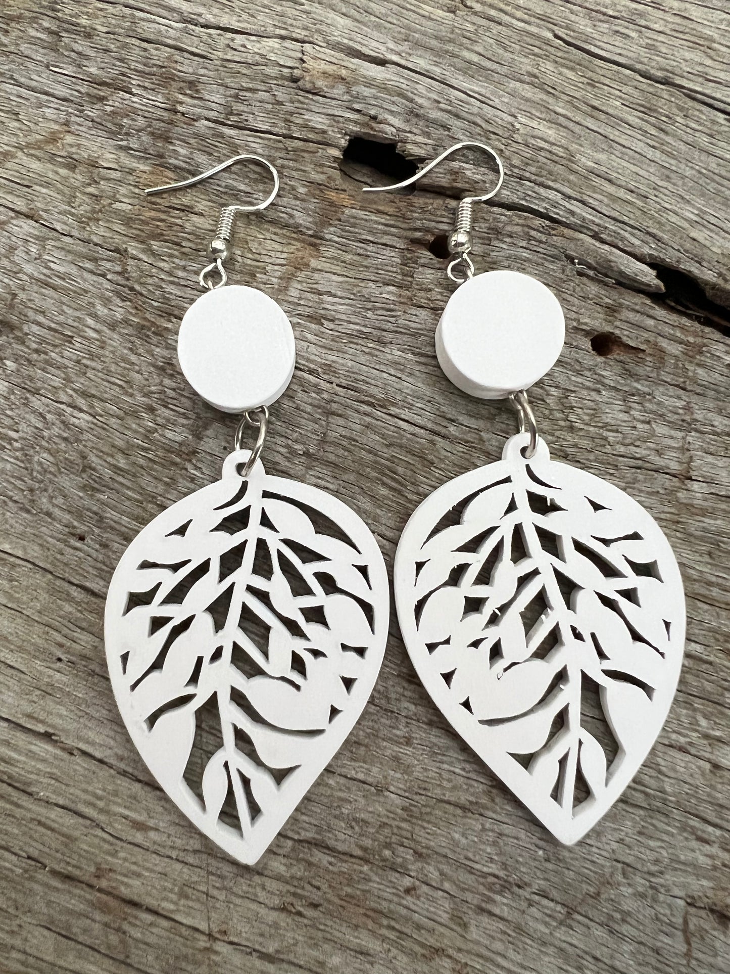 White Sienna Wood Earrings