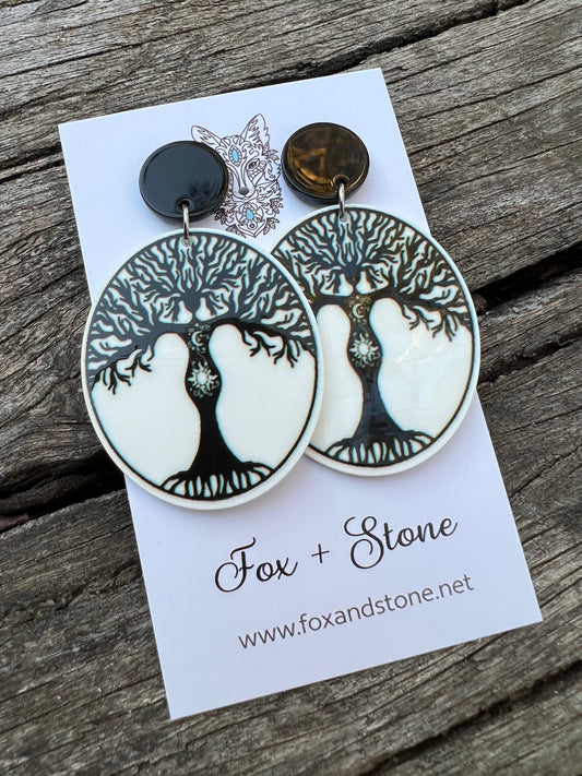Tree of Life Oval Stud Earrings