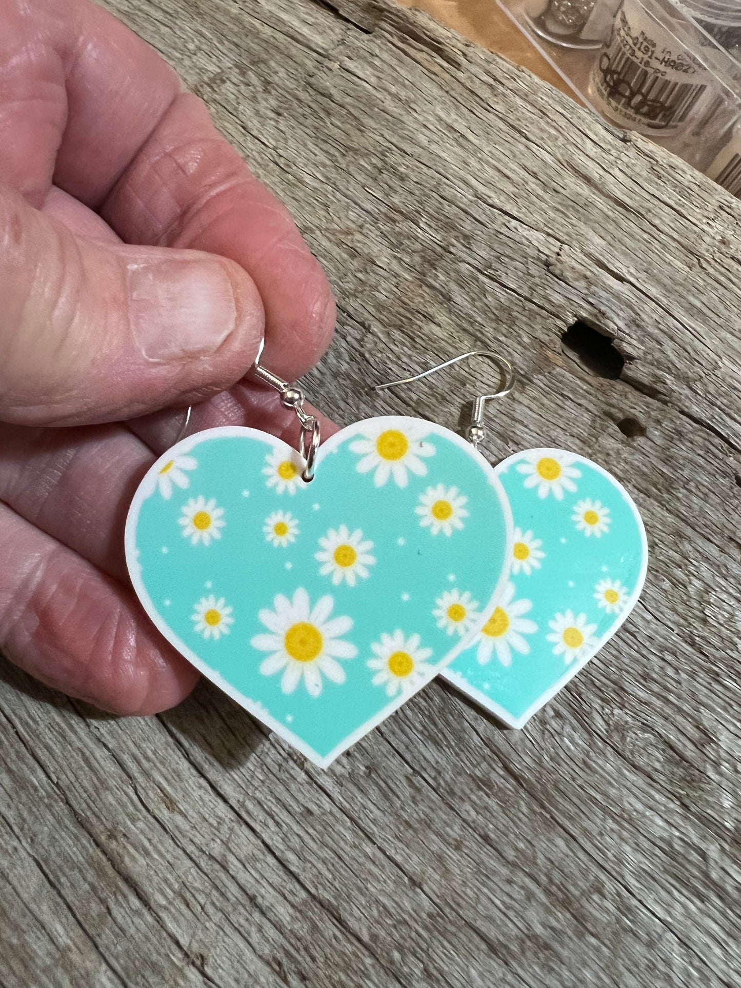 Daisy Hearts Resin Earrings