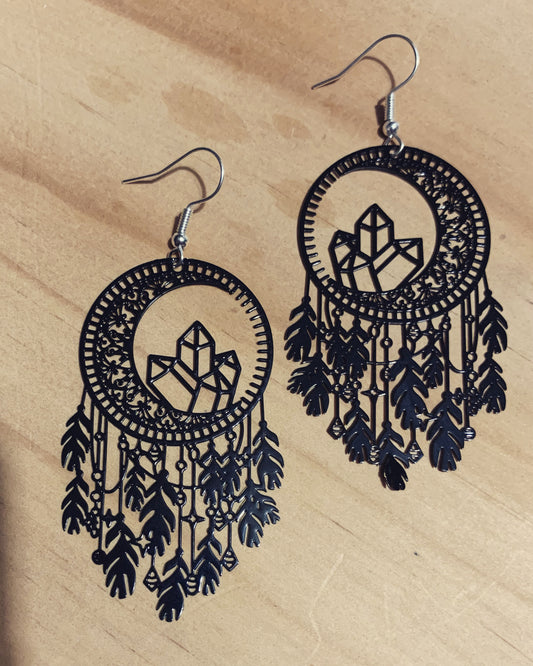 Black Dream Catcher Crystal Filigree