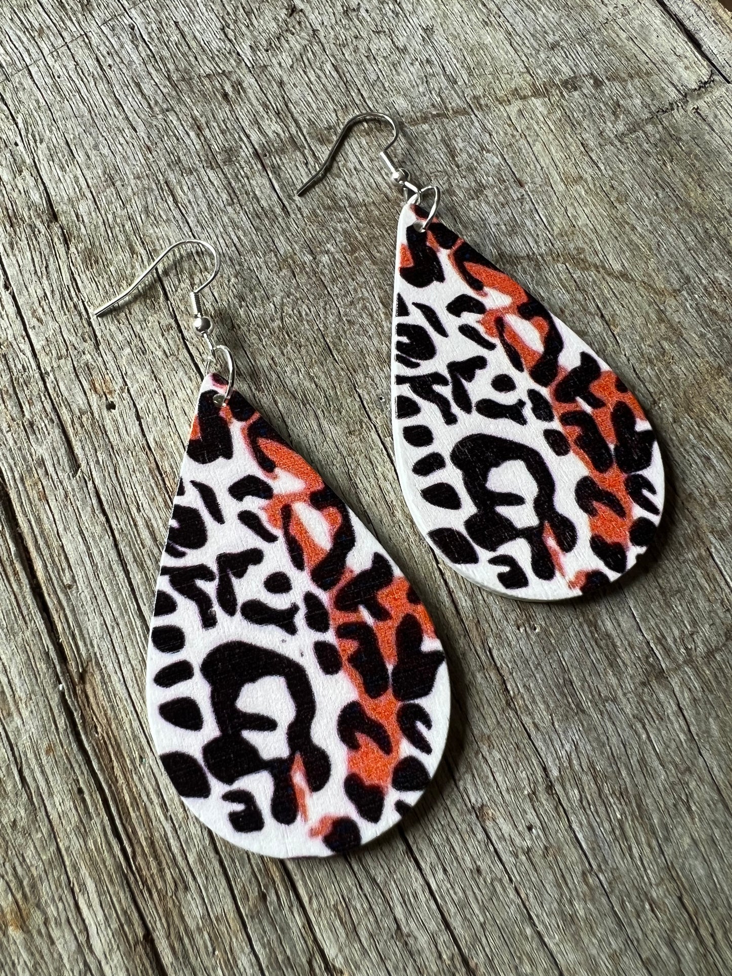 Mocha Brown Print Wood Earrings