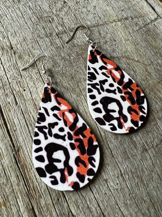 Mocha Brown Print Wood Earrings
