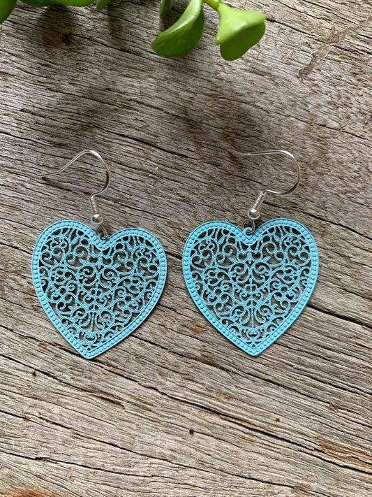 Pretty Blue Heart Filigree
