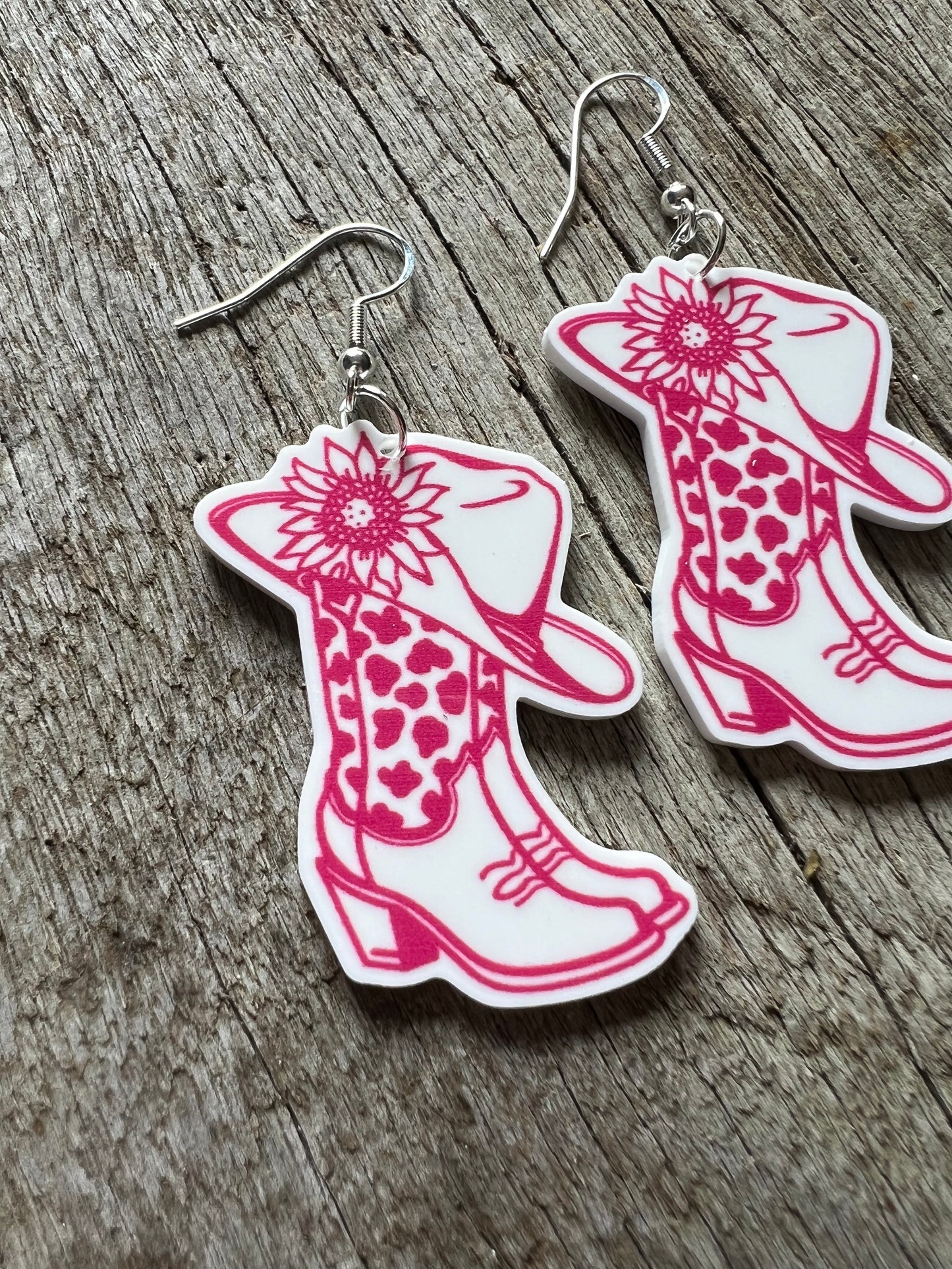 Pink Cowgirl Resin Earrings